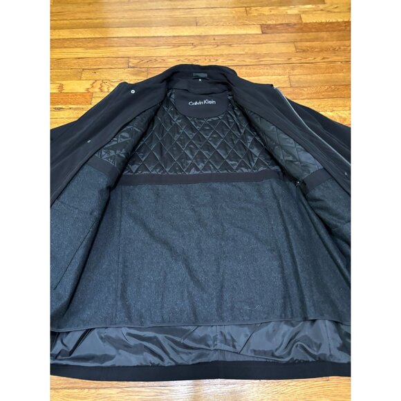 Calvin Klein Mens Dress Overcoat Size XL Black Full Zip w/ Removeable Wool Liner - Picture 5 of 10